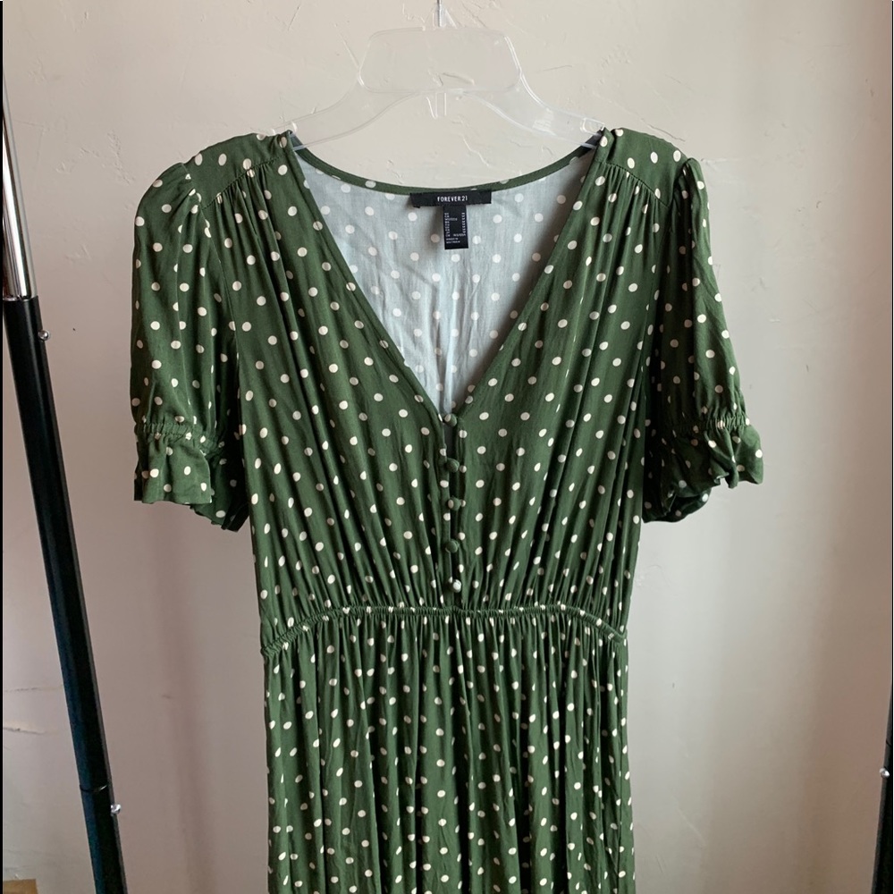 Green Polka Dot Midi Dress